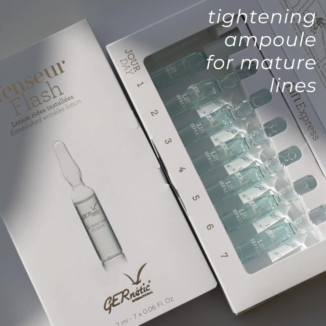 Gernetic Tenseur Flash Facial Ampoules - Intensive Lifting Treatment for Mature Skin | 7 x 2ml Vials
