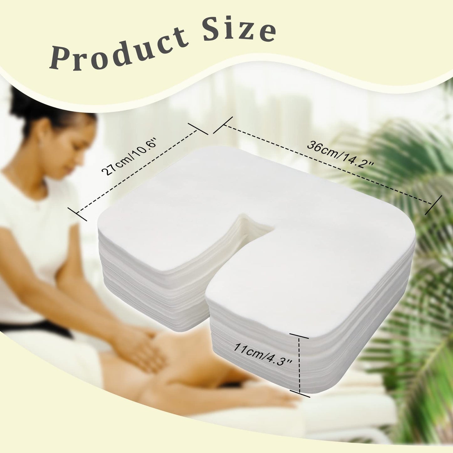 Rngwaper 300 Count Disposable Face Cradle Covers Non-Sticking Ultra Soft Medical-Grade SPA Massage Face Covers Disposable Massage Headrest Covers for Massage Tables & Massage Chairs 14.2"x 10.6"