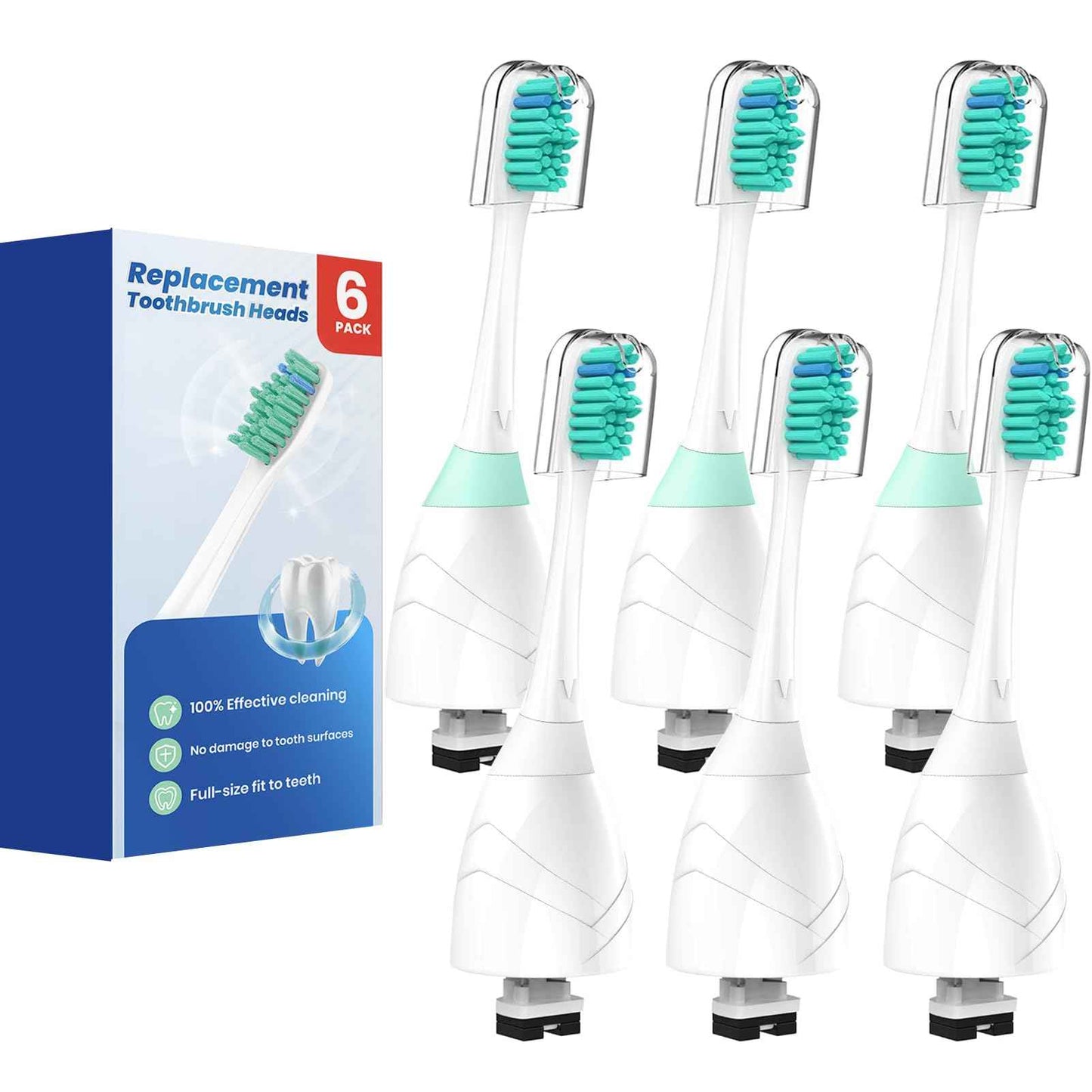 Replacement Heads for Philips Sonicare - Replacement Toothbrush Head Compatible with Phillips Sonicare Screw-on Electric Brush Head for E-Series, Essence, Xtreme, Elite, Advance and CleanCare, 6 Pack