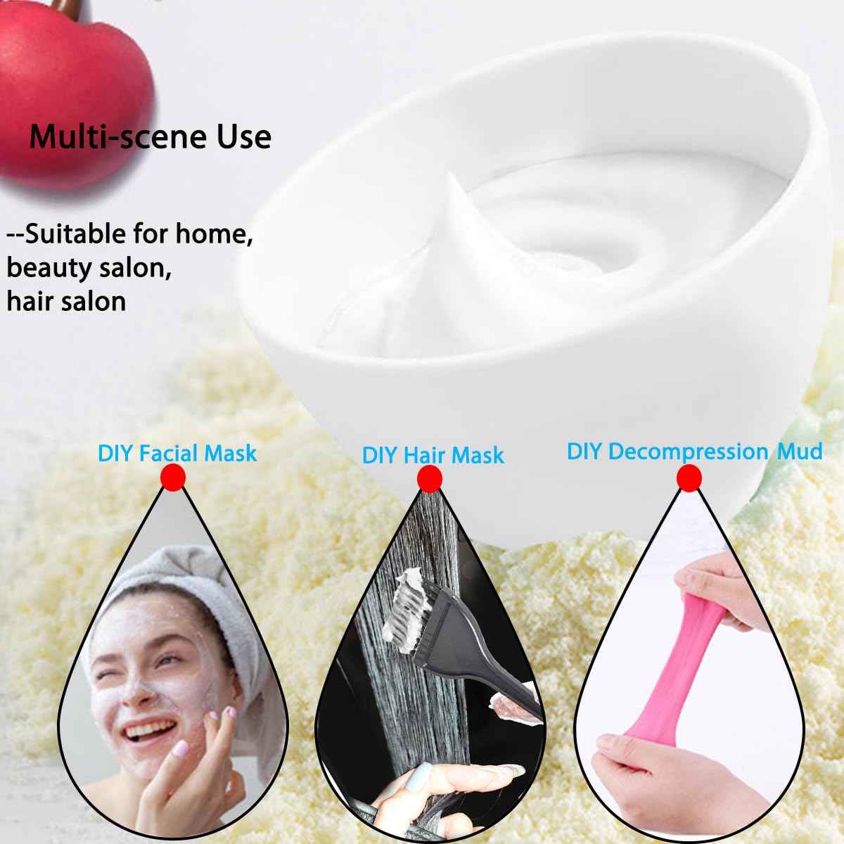 PLINNILUY 10 Pcs Diy Face Mask Mixing Bowl, Home Use Silicone Facial Mask Mixing Bowls Set Plastic Facial Mask Mixing Masks Set- DIY Skincare Mixing Tool Kit (White-10Pcs)