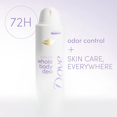 Dove Whole Body Deo Aluminum Free Invisible Spray Deodorant Coconut & Vanilla for 72h Odor Control 4 oz