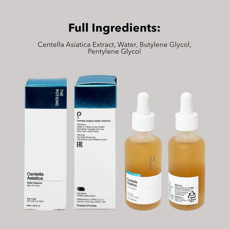 The Potions Centella Asiatica Essence for Face l Cica Extract, Soothe Sensitive and Irritated Skin l Korean Skincare, Cruelty-free, Hypoallergenic - 50ml