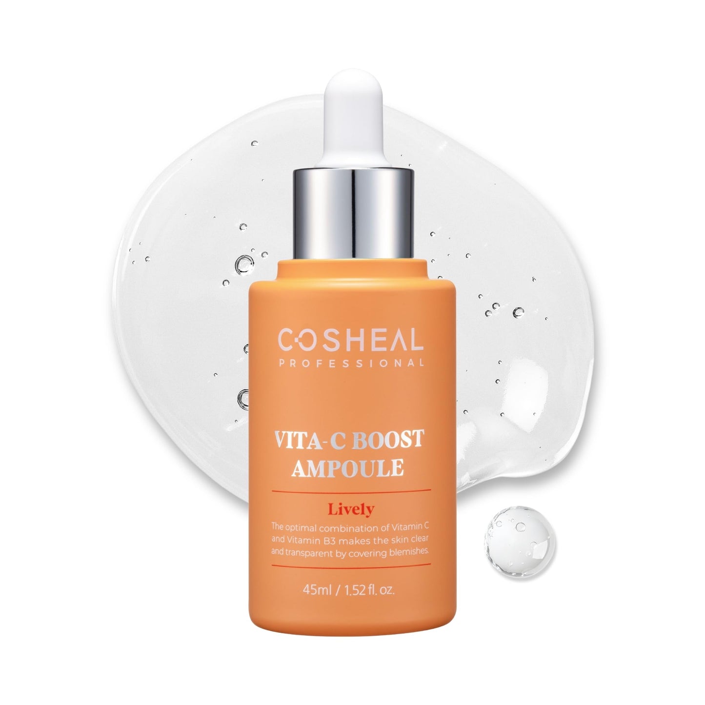 COSHEAL Vita-C Boost Ampoule 1.52 fl oz, Brightening & Radiance-Enhancing Antioxidant Serum with High-Potency Vitamin C Complex, Revitalizes Dull Skin & Improves Skin Tone, Korean Skin care