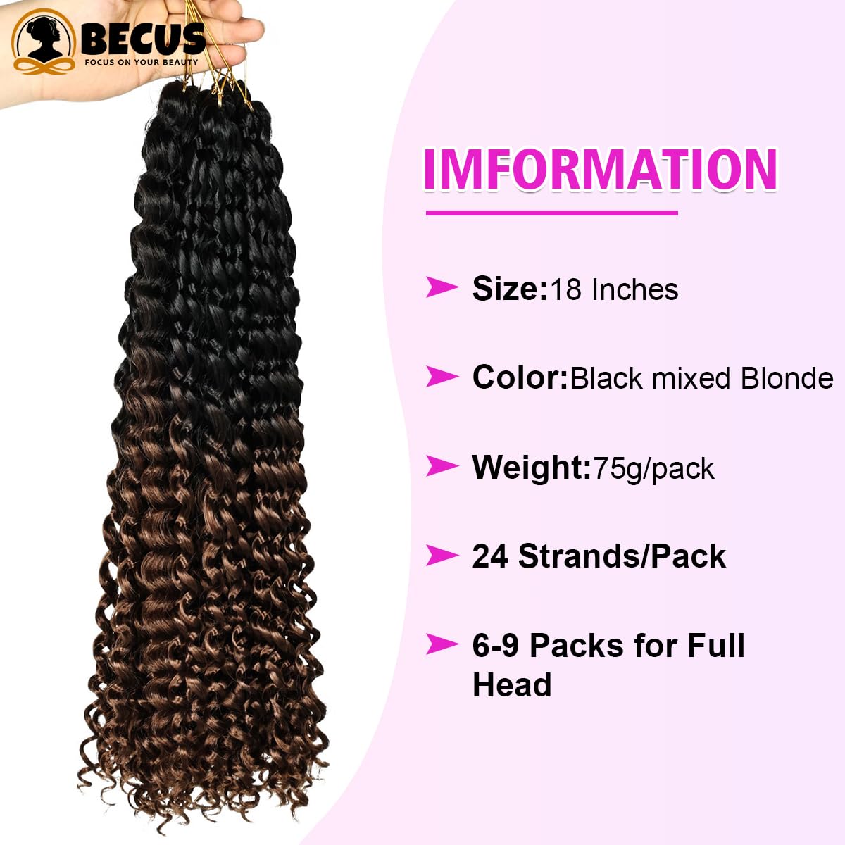 6 Packs Gogo Curl Crochet Braids - Jamaican Bounce Synthetic Hair Extensions | 18" #1B/30 for Black Women