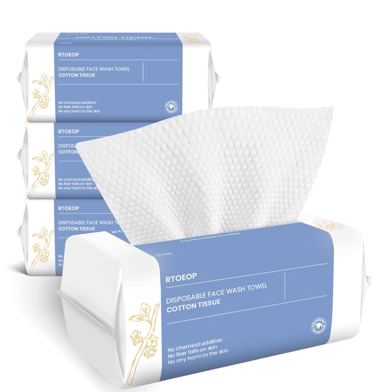 RTOEOP Disposable Face Towel, Disposable Biodegradable Clean Facial Wash Cloth for Sensitive Skin, Can be used for skin care and makeup removal，Lint- free Facial Tissue,Dry Wipes,400 Count