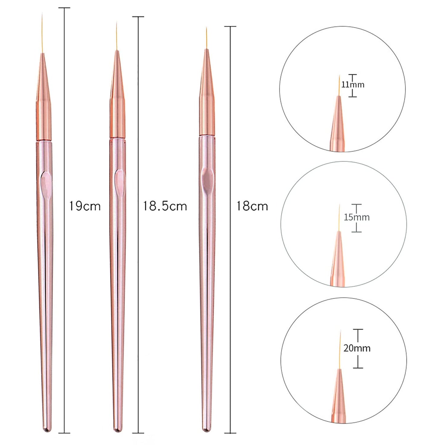 Ombre Nail Art Brushes - 5Pcs Detail & Liner Brush Set for Acrylic Nails | Precision Painting Tools