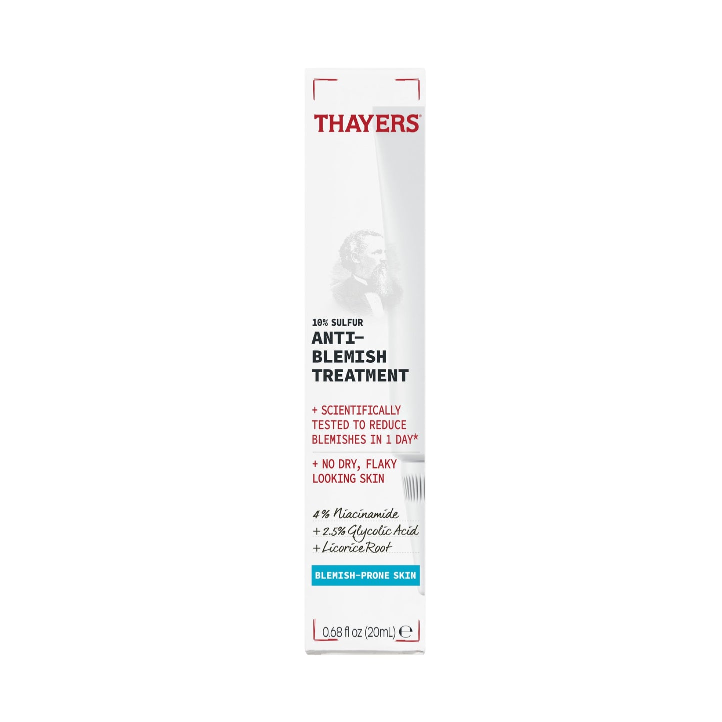 THAYERS Rapid Acne Treatment with 10% Sulfur, Sulfur Acne Treatment with Niacinamide and Glycolic Acid, Soothing and Non-Stripping Skin Care, 0.68 Fl Oz
