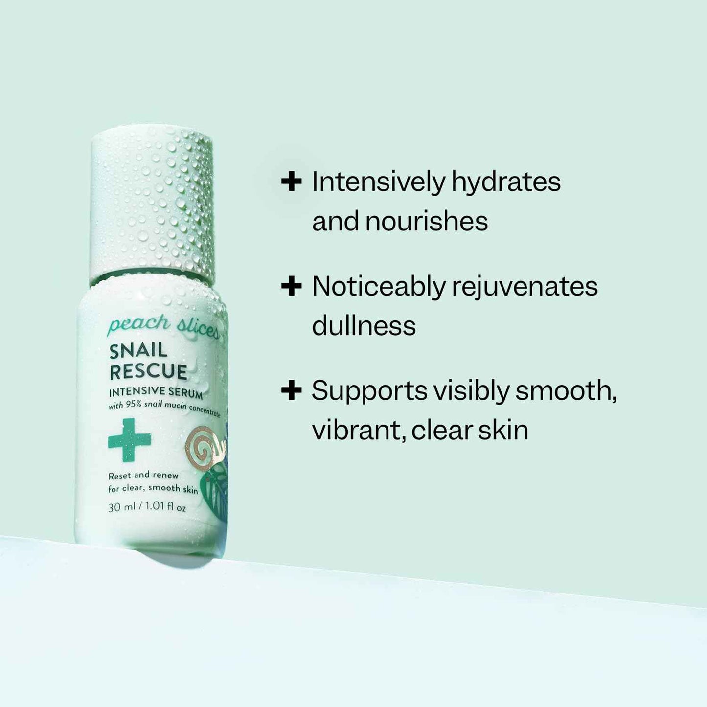Peach Slices - Snail Rescue Intensive Serum (1.01 oz) - 95% Snail Mucin Concentrate - Reset, Renew & Smooth - Birch Juice, Hyaluronic Acid & Cica - Vegan & Cruelty Free - Korean Skin Care & Beauty