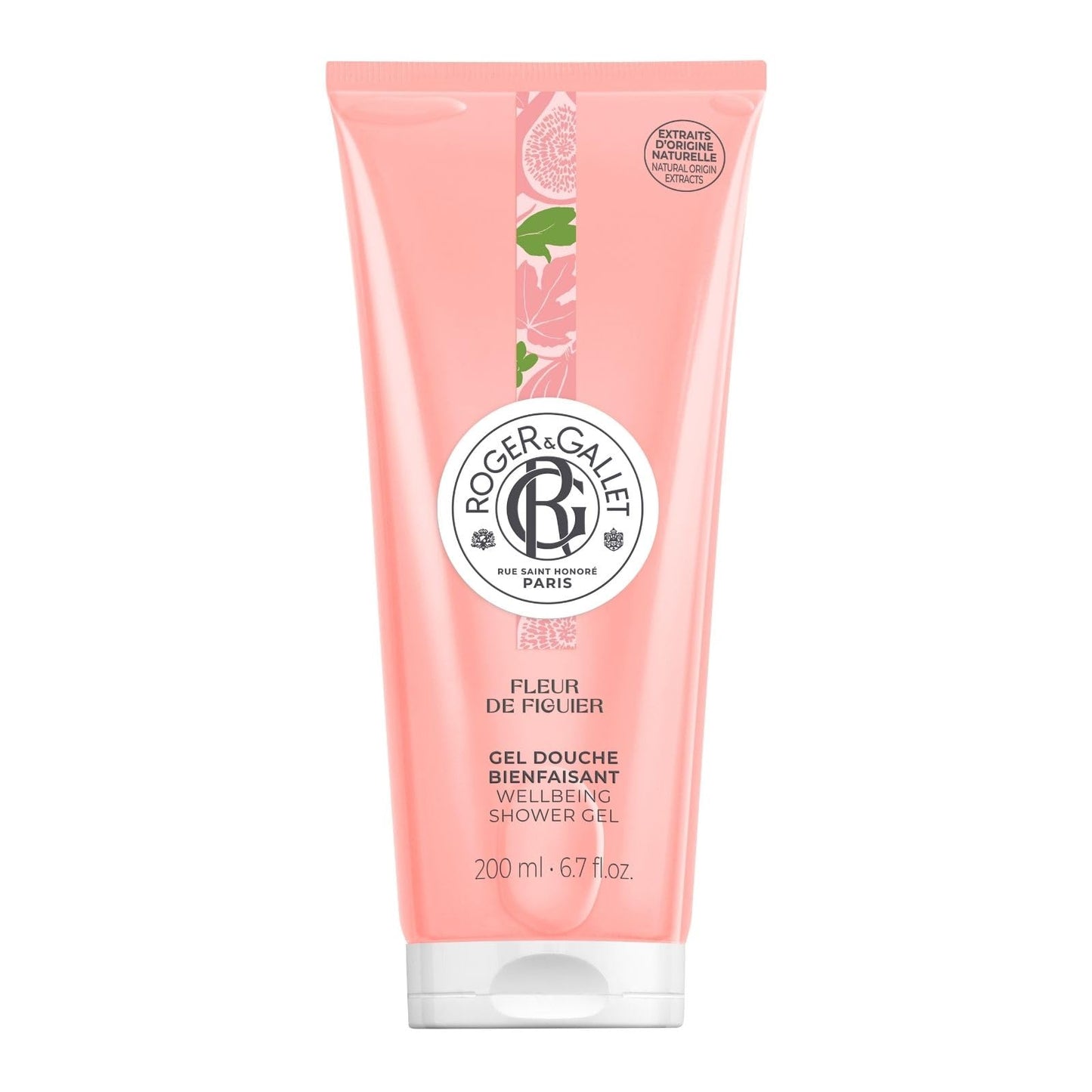 ROGER & GALLET Wellbeing Shower Gel – Plant-Based Hydrating Body Wash with Aloe Vera, Gentle Foaming Cleanser for Soft Skin (Fleur De Figuier - Fig Blossom | 6.7 Oz)