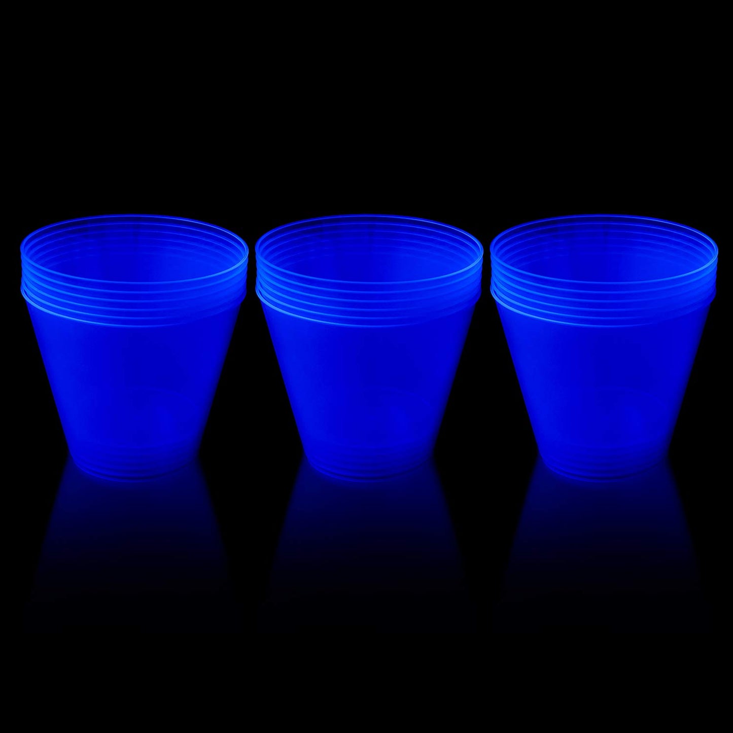 Party Essentials Hard Plastic 9-Ounce Party Cups and Old Fashioned Tumblers, Neon Blue, 25 Count