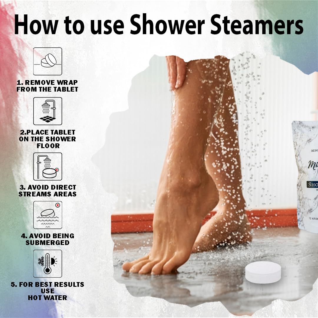 Shower Steamers Aromatherapy - 12pc Shower Bombs Vapor Tablets w/Organic Essential Oils for Vaporizing Steam Spa, Bath Bombs Tablets, Birthday, Selfcare Gifts for Women, Men, Wife, Husband