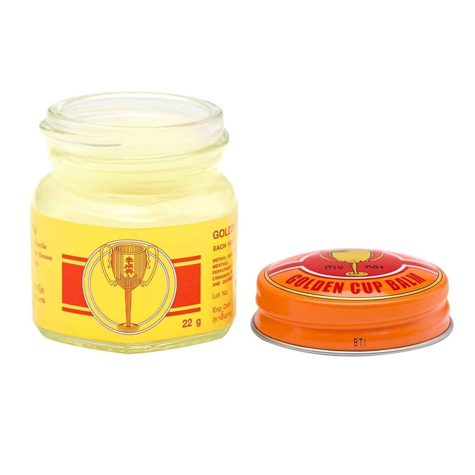 Golden Cup Balm Yellow Herbal Thai Ointment, 22g (Pack of 3)