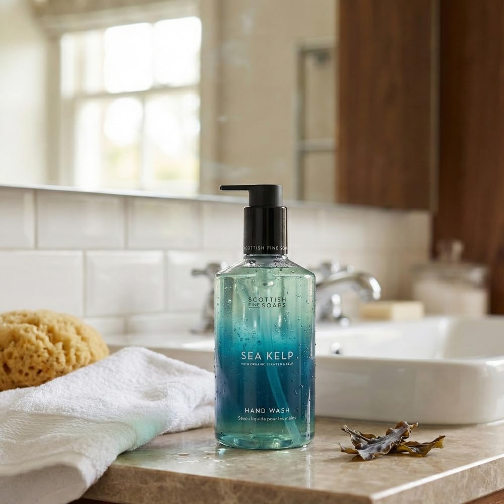 Scottish Fine Soaps Sea Kelp Hand Wash, Marine Spa-Like Scent with Organic Seaweed, Fresh Green Fragrance, Fruity Notes, 300ml