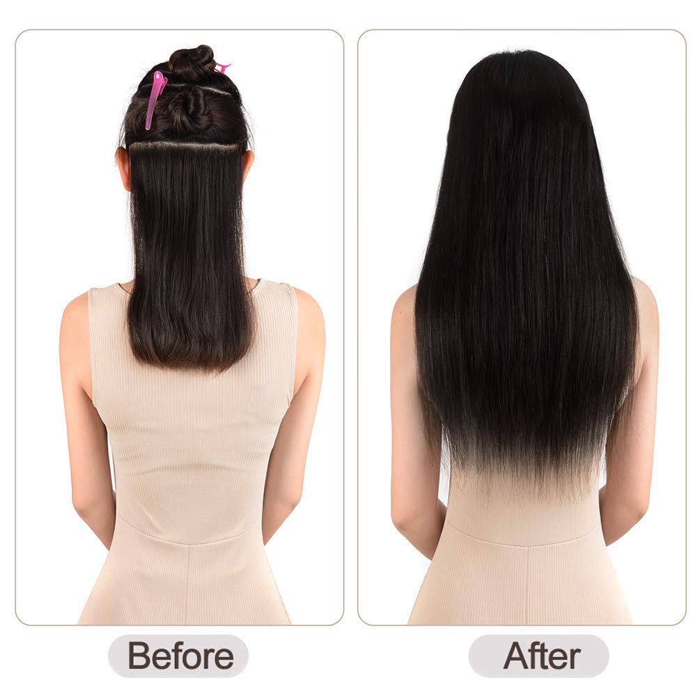5 Pieces 12" Remy Clip in Ombre Hair Extensions Human Hair Light Blonde Mixed Golden Blond Highlights - Silky Straight Long Thick Real Hair Extensions for Women Fashion (12 inches, #16/22, 60grams)