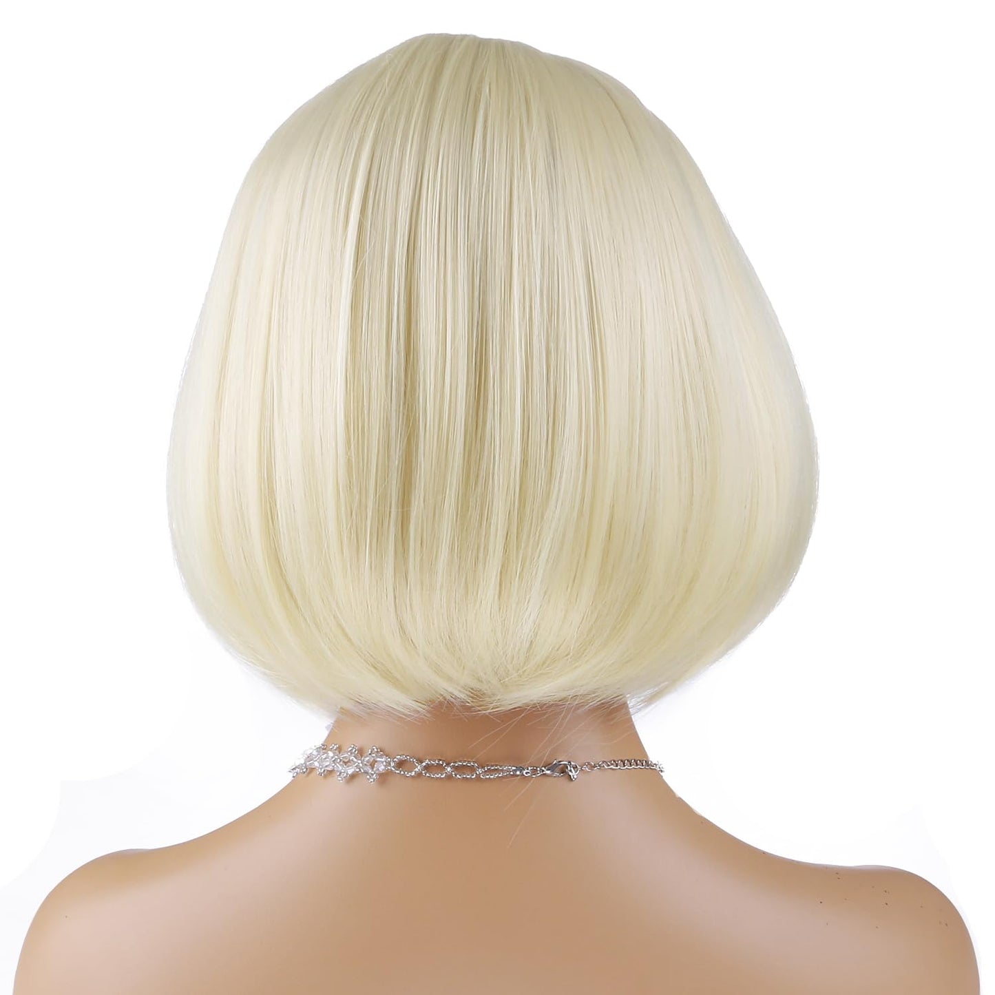 PATTNIUM Short Blonde Bob Wig Light Blonde Wig for Women Straight Blonde Bob Wig Heat Resistant Synthetic Natural Looking Wig with Wig Cap