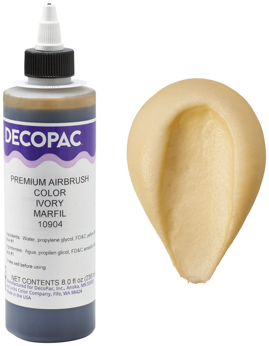 DecoPac Ivory Food Coloring, 8 Fl Oz Airbrush Food Color, Edible Airbrush For Cake Decorating, Cookie Airbrush Coloring, Food Airbrush Kit Add-on, Airbrushes For Cake Decorating 8Fl Oz