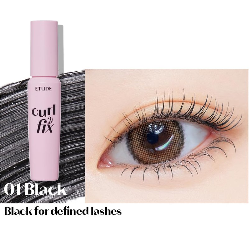 ETUDE Curl Fix Mascara Mini for travel, Lash Mascara, Strong Curl Up, Long-Lasting, Waterproof, Lightweight, Korean Makeup, Beauty, Vegan Certified, Black (0.14 Fl Oz)