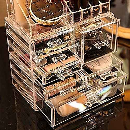 Clear Acrylic Makeup Organizer for Vanity,Countertop,Stackable 7 Drawers Bathroom Skincare Organizer with Brush Holder,Large Skin Care Organizer for Jewelry,Beauty Product Lipsticks,Nail Polishes