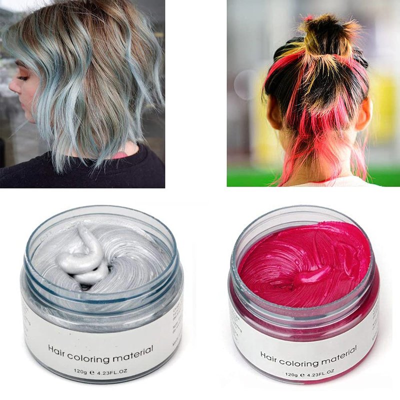 Temporary Hair Color Wax - 6 Vibrant Shades for Parties & Cosplay | Silver, Blue, Purple, Gold, Green, Pink, Red