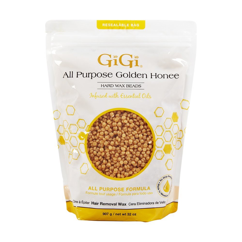 GiGi Hard Wax Beads for Hair Removal, All Purpose Golden Honee Waxing for Face, Body, and Bikini, No Strip Needed, 32 oz