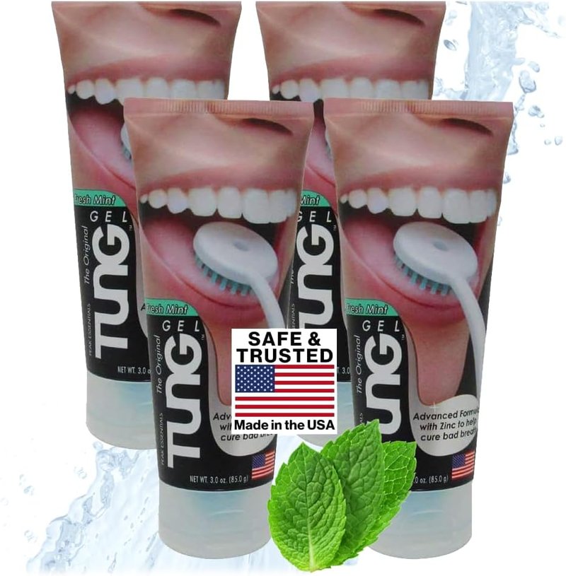 Fresh Mint Tongue Cleaner Gel - Bad Breath Odor Eliminator | Halitosis Defense, BPA Free (4-Pack)