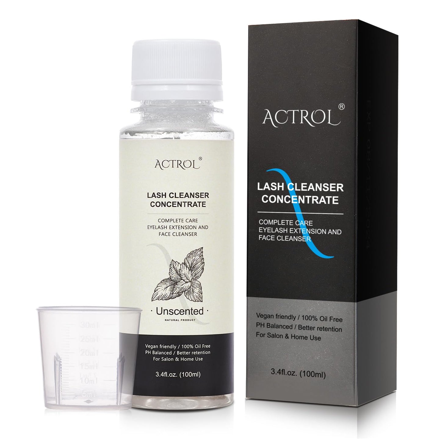 ACTROL Lash Shampoo Concentrate for Lash Extensions, 100ml Advanced Formula Foaming Eyelash Cleanser Concentrate Professional Salon Lash Bath Wash - Makes Multiple Bottles