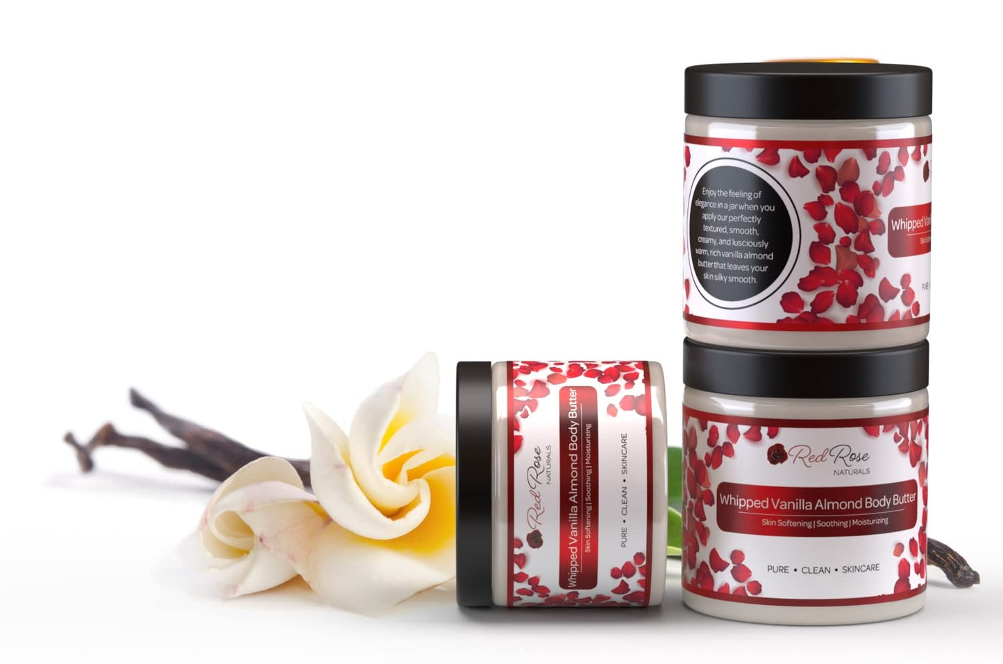 Red Rose Naturals Whipped Strawberry Body Butter for Sensitive, Dry Skin, 8 Oz, Non-Greasy, Soft & Creamy, Moisturizing Shea Butter- Natural Skincare for All Skin – Vegan