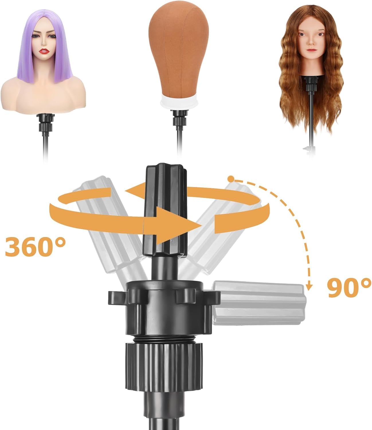 Pet Baby Mannequin Head Stand, Adjustable Wig Stand, Reinforced Metal Mannequin Head Stand for Cosmetology Hairdressing Training, 2PCS