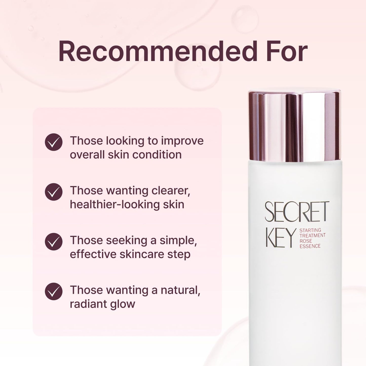 SECRETKEY Starting Rose Essence Toner, Galactomyces Ferment with Rose Water for Radiance Glass Skin, Hydrating Essence, Helps Improve Uneven Skin Tone, Korean Skin Care Essence (5.07 Fl Oz / 150ml)