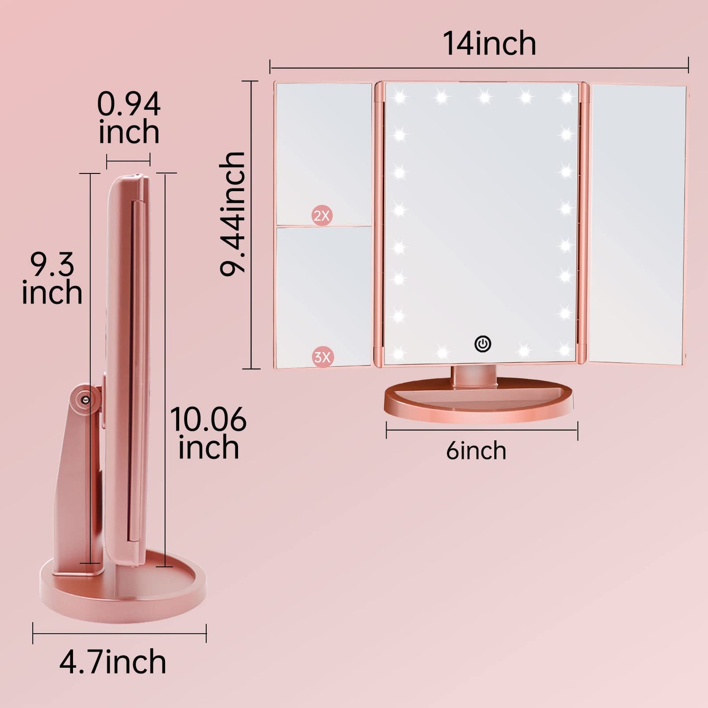 FUNTOUCH 30X/7X/1X Wall Mounted Lighted Makeup Mirror, Rechargeable Double Sided Magnifying Bathroom Lighted Mirror, 3 Color Modes Touch Dimmable Extended Arm 360 Rotation,Nickel B