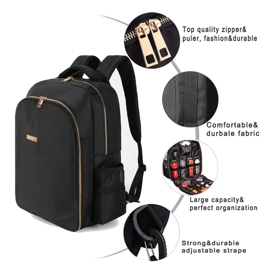 MAXPAND Large Backpack Bag Organizer for Barbers Clippers and Supplies Portable Hairstylist Clipper Backpack Travel Barber Shop Tools Bag 3 in 1 (BLACK), 19 INCHES