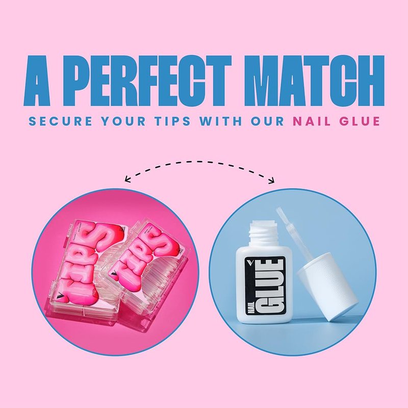 V Beauty Pure Square Nail Tips - Square, Long, Acrylic Nail and Gel Tips, Curved Extension, Professional Long Flexible Fake Nails with the Perfect C Curve, Half Cover and Clear - 504 pcs