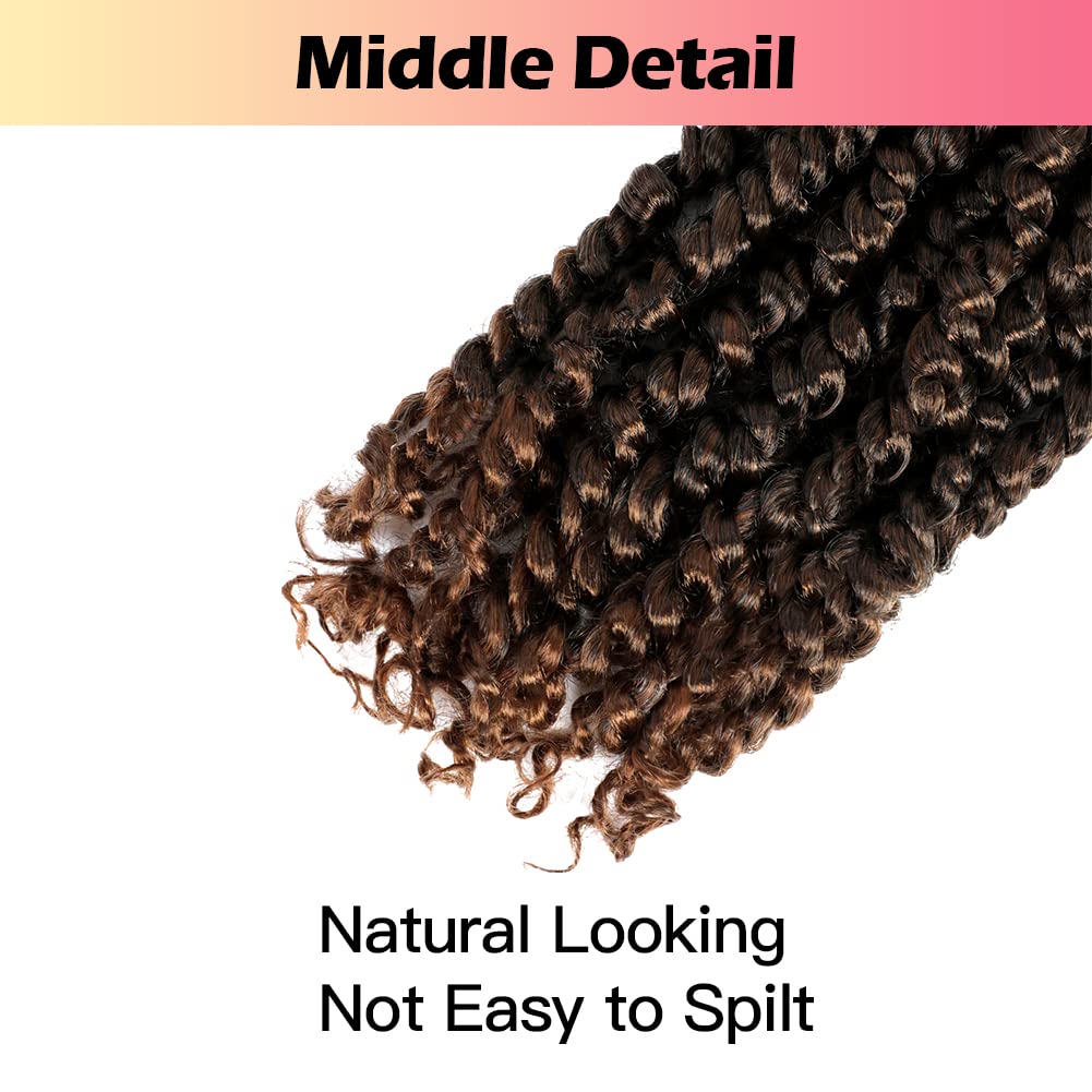 Niseyo 6 Inch Passion Twist Hair Pre-twisted 8 Packs Pre-looped Crochet Passion Twist Crochet Hair Short Braids (T30, Ombre Medium Dark Brown)