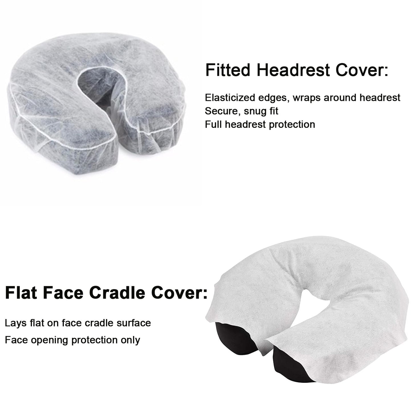 ZMDREAM Pack of 75 Headrest Covers Fitted Disposable Massage Face Rest Cradle Covers White & Black