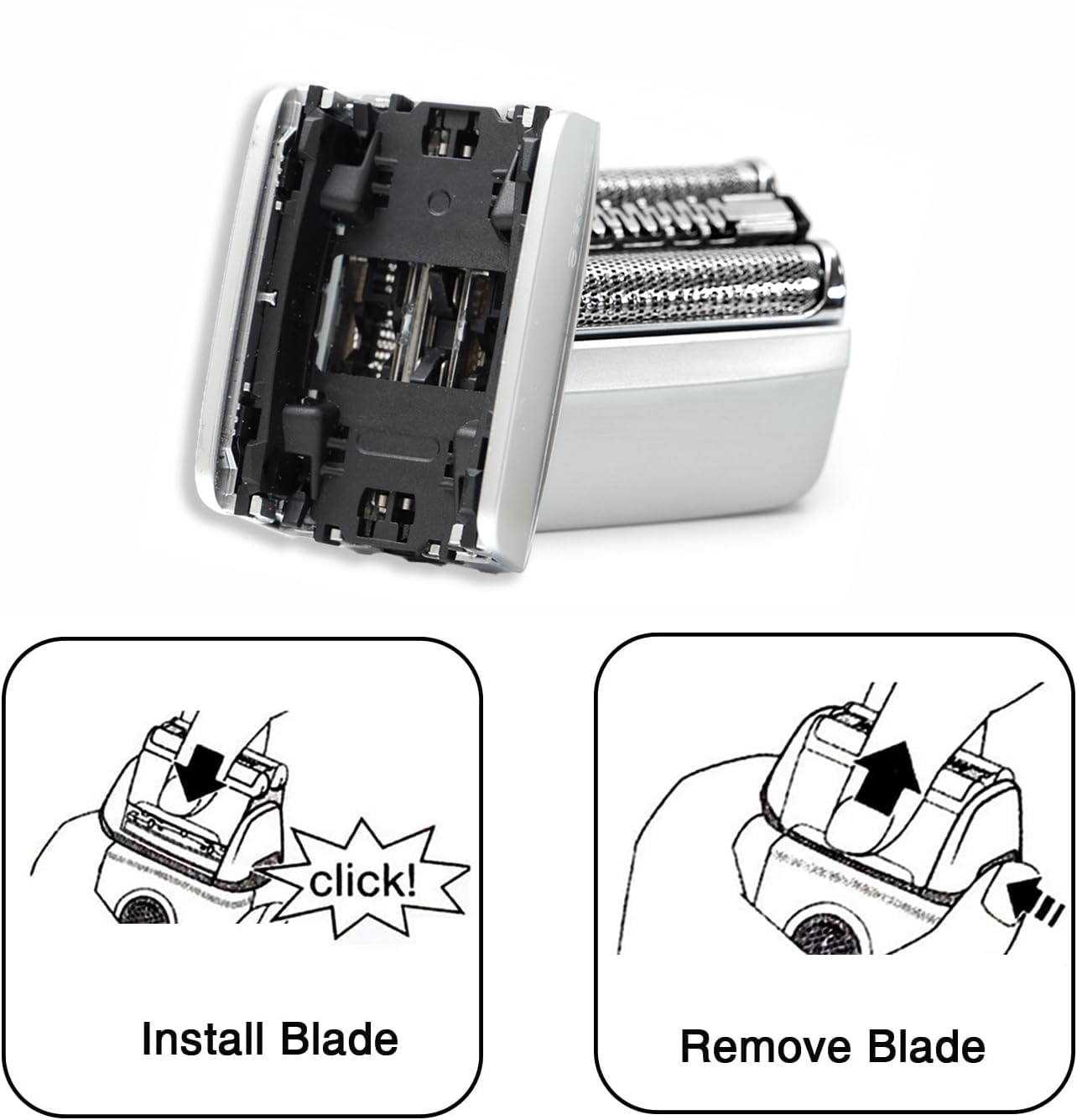 Braun 83M Replacement Shaver Head - Upgrade Foil & Cutter Blade for Series 8 | 2-Pack, Wet & Dry Compatibility