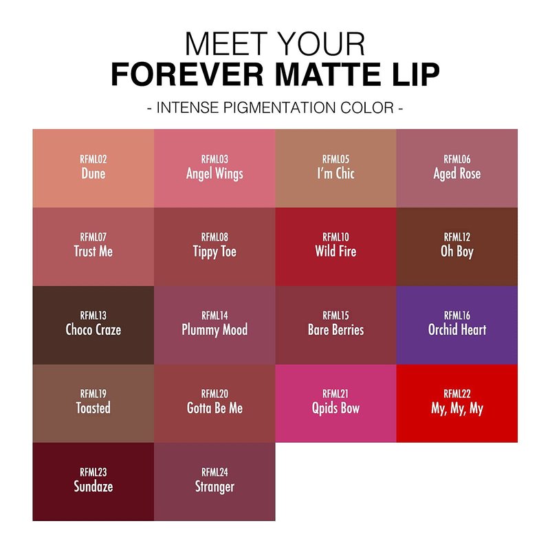 Ruby Kisses Forever Matte Liquid Lipstick 5 Pack - RFML02&05&07&12&19