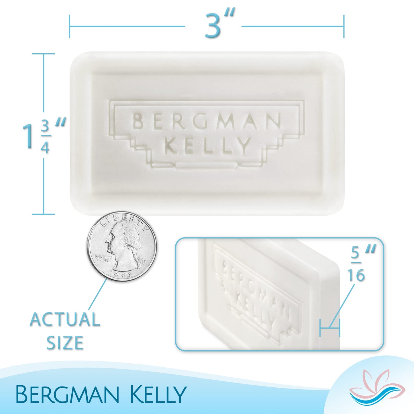 BERGMAN KELLY - Hotel Soap Bars - Tropical Waterfall, 1 oz, 100 PK - Travel Size Luxury Bulk Amenities Bar Soap - Mini Individually Wrapped Rectangular Soap, Small Toiletries for Airbnb & Motel