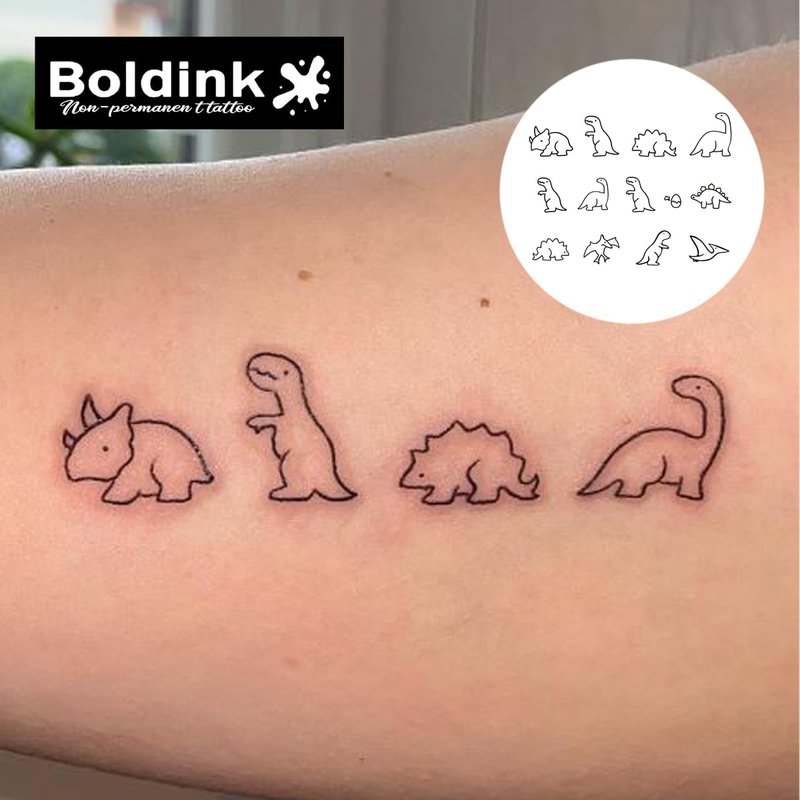 Boldink Semi-permanent Tattoos,Realistic Fake Tattoos,Last 7-15 Days,Waterproof Non-reflective Temporary Tattoo Stickers,Cruelty-free,Uniquely Designed Exquisite Packaging(Dinosaurs)