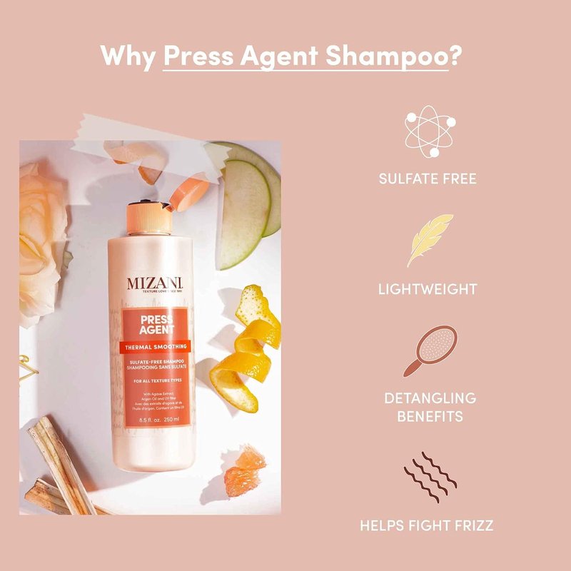 Mizani Press Agent Shampoo & Conditioner Set - Sulfate-Free, Detangles & Moisturizes | 8.5 Fl Oz (Pack of 2)