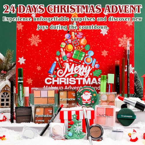 Makeup Advent Calendar 2025, Advent Beauty Calendar 24 Days Christmas Countdown Full Makeup Surprise Gift Kit for Women & Teen Girls