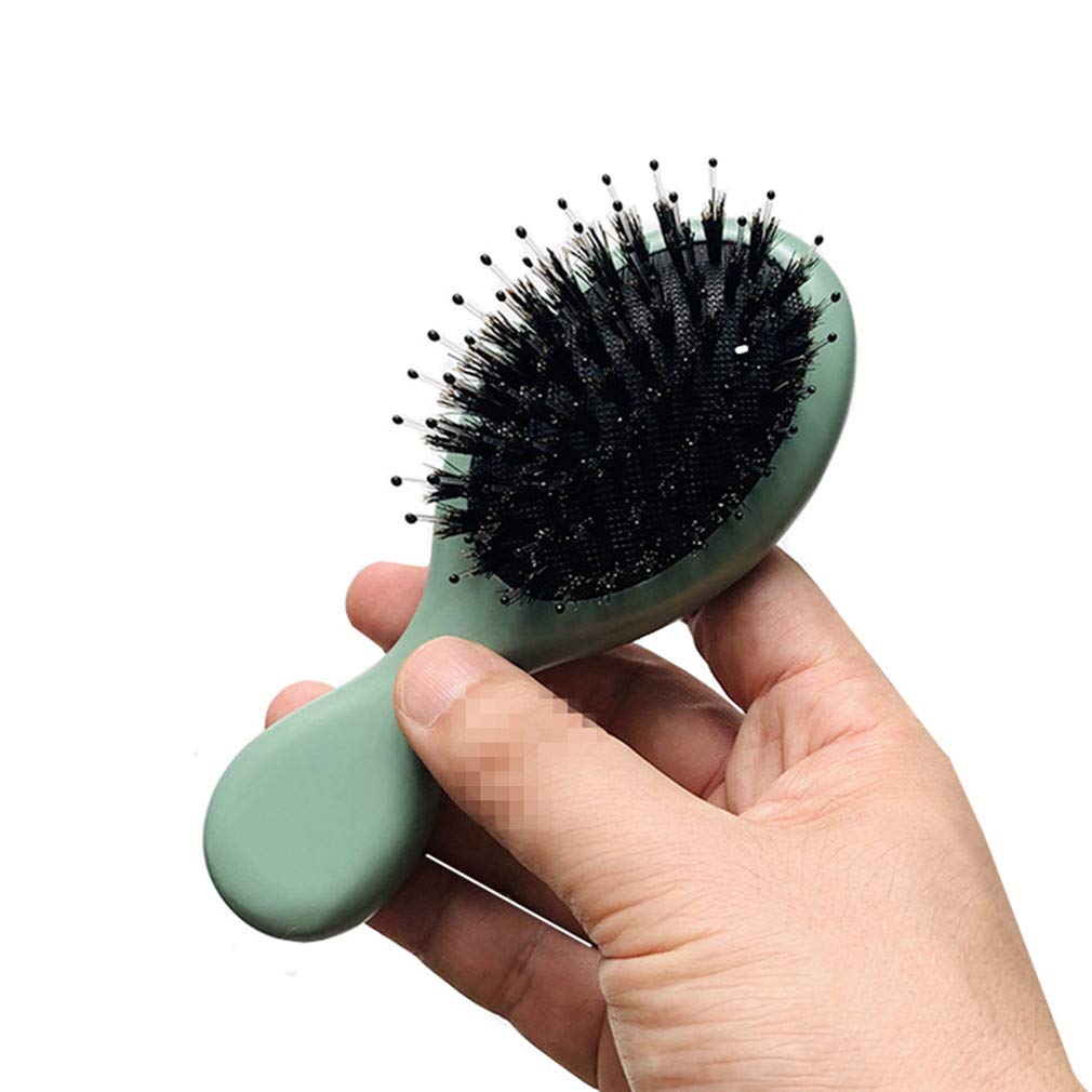 Boar Bristle Hair Brush, Olive Wood Air Cushion Massage Brush With Nylon Pin for Women Men Travel Hair Brush for Curly & Dry Hair Smoothing Detangling