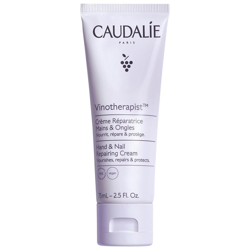 Caudalie Vinotherapist Hand and Nail Cream with Shea Butter and Grapeseed Oil, Vegan and Dermatologically Tested - 75 mL