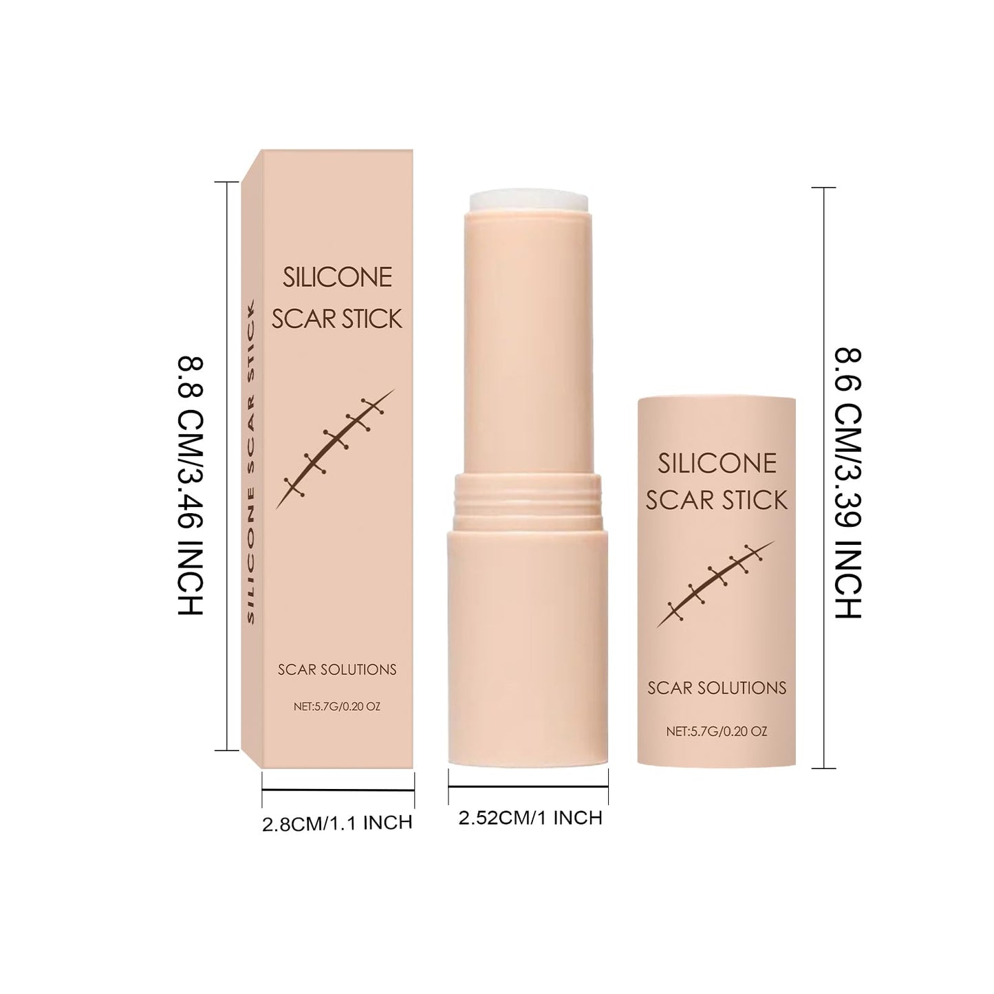 Silicone Scar Stick (2-Pack) - Helps Improve the Appearance of Old & New Scars on Face & Body, For Use After C-Section, Surgery, Acne, Burns - Non-Greasy, Easy-to-Use