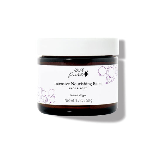 100% PURE Intensive Nourishing Balm Face & Body Cream Moisturizer with Luxuriously Thick Replenishment for Powerful Hydration & Dry Skin Care - Vegan - 1.7oz