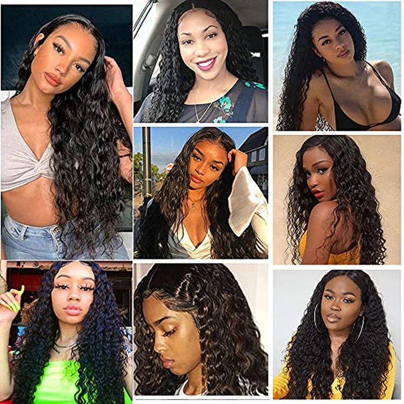 Human Hair Bundles Water Wave Bundles 34 34 34 Inch #1B Natural Color Water Wave Human Hair Extensions Double Weft Unprocessed Brazilian Virgin Hair 3 Bundle 50 Grams Per Bundle