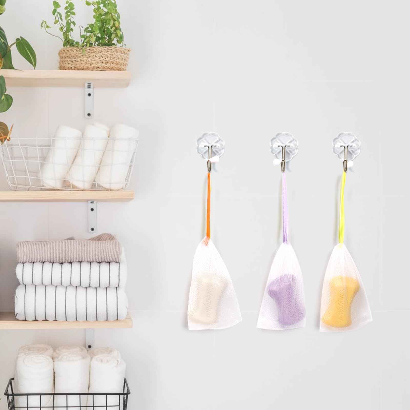 RMERVE 100 Pcs Soap Bag Soft for Shower, Exfoliating Soap Saver Pouch with Drawstring for Foaming and Drying soft for Shower Body Facial Cleaning Tool Easy to Bubble and Store Small Soap