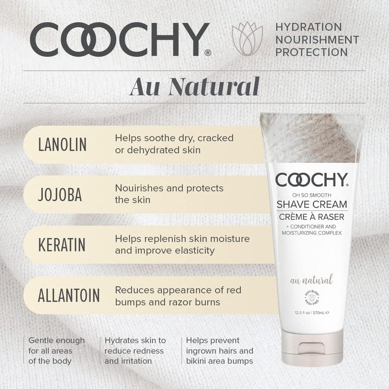 Coochy Intimate Shaving Cream | Shave Conditioner & Moisturizer for Face & Body | Ideal for Sensitive Skin Care, Anti-Bump | Au Natural, 12.5 oz