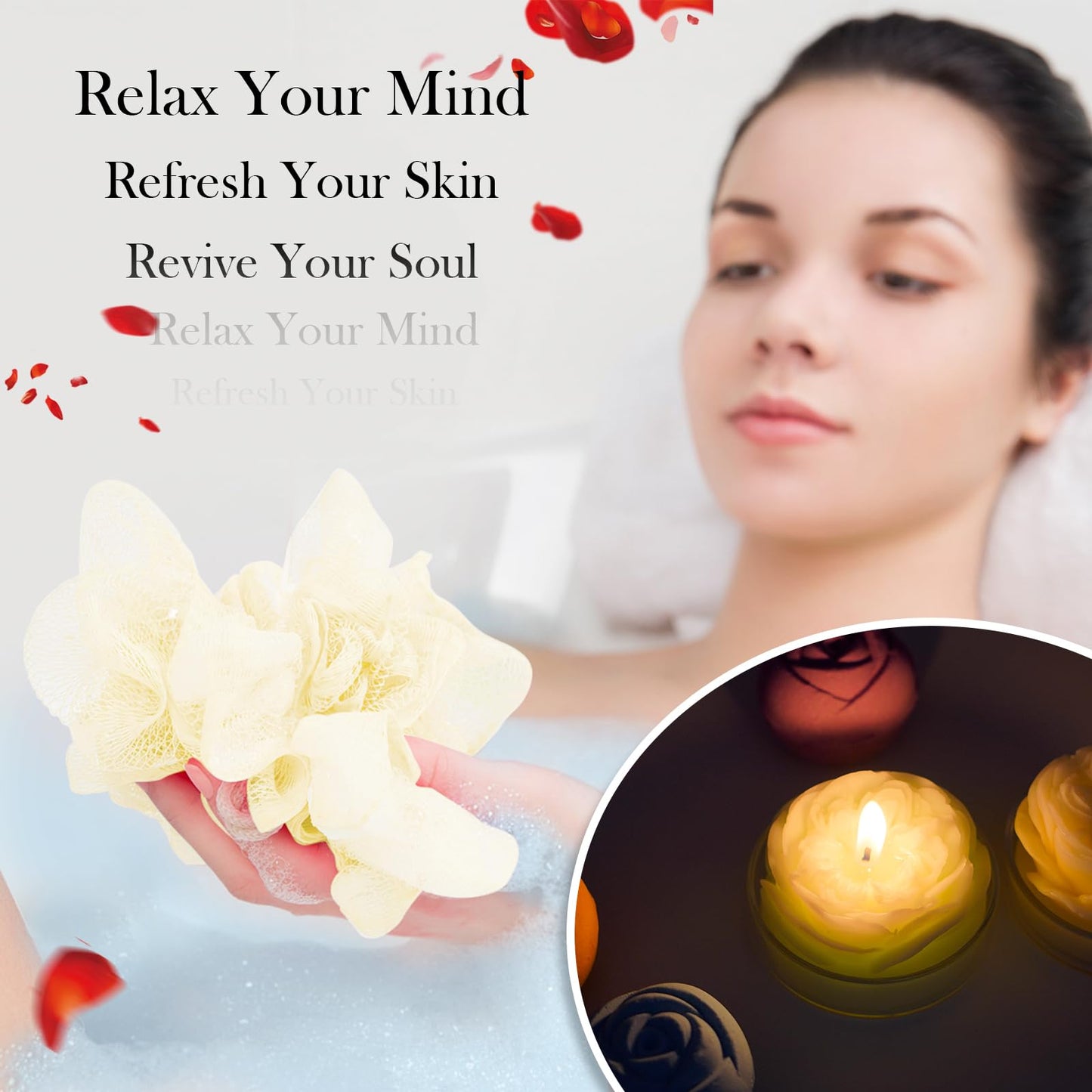 Bath Bombs for Women - 30 Pcs Handmade Natural Essential Oils Rose Bath Bombs with Scented Candles, Home Spa Fizzies Bubble Bath , Birthday Gifts for Women Her Self Care Gifts for Mom Wife (30)
