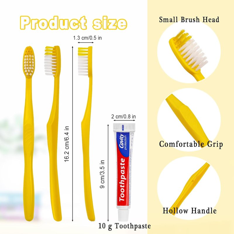 Disposable Toothbrushes with Toothpaste - Bulk Pack of 100 | Individually Wrapped Travel Kits for Hotels & Charities