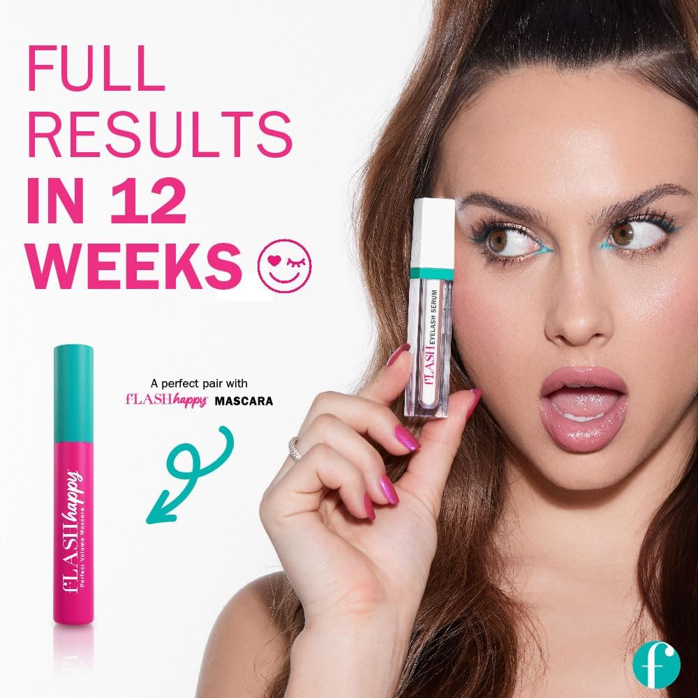 fLASH Eyelash Serum for Longer-Looking Natural Lashes - Enhances & Strengthens, Safe & Effective Formula for Contact Wearers & Sensitive Eyes, 3 Month Supply - 2mL (0.07 Fl Oz)